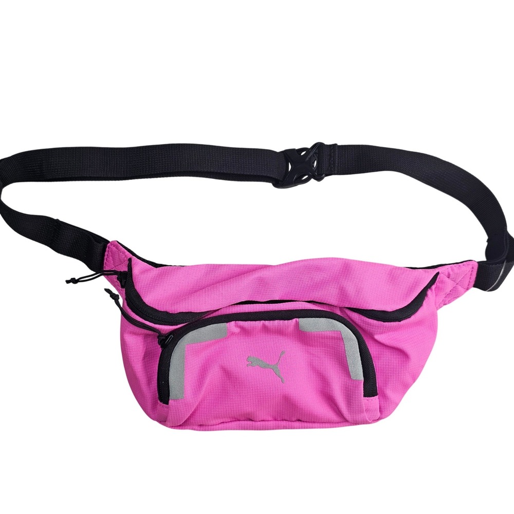 Puma Pink Ripstop Waist Bag Adjustable Fanny Pack 076831-11 Reflective Logo